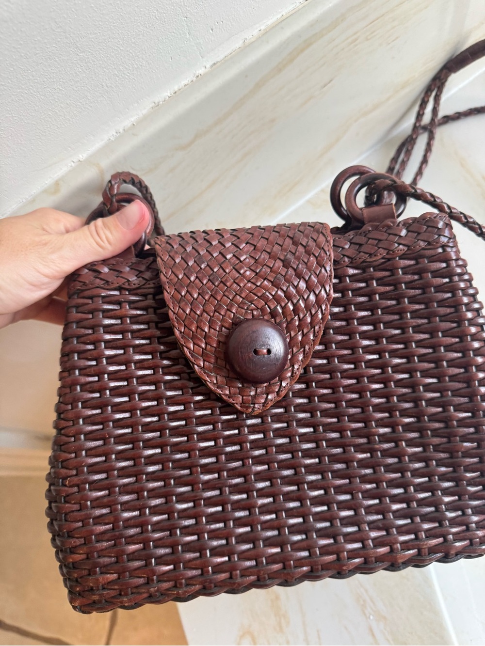 Woven Crossbody Bag in Dark Brown